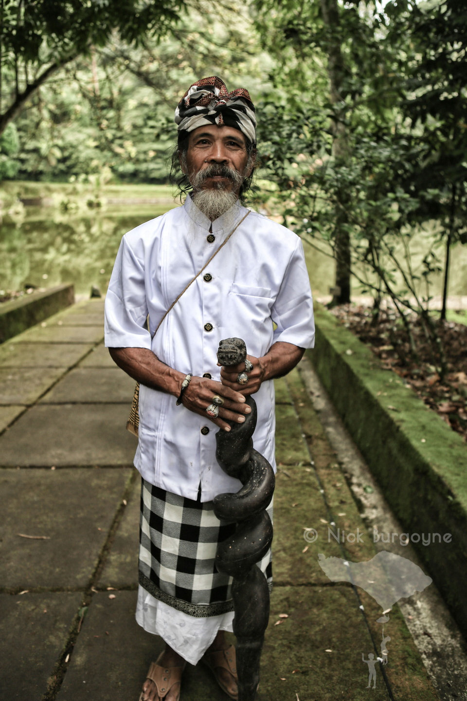 Handsome Priest with Magic Stick, Batukaru Temple 