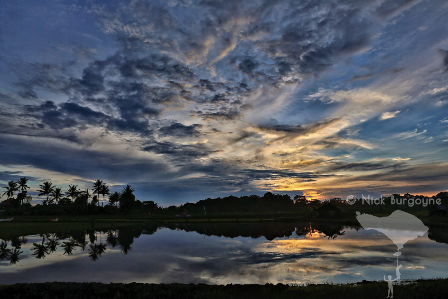 Sunset Flooded Rice Paddy in South Belayu 