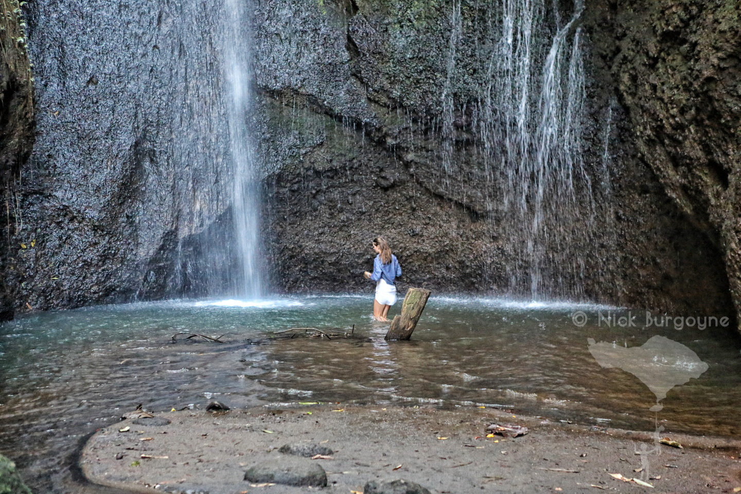 Girl Under a Waterfall - Cau Belayu 